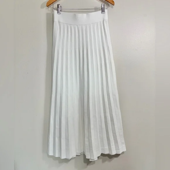 Sezane Leonine Ecru Knit Pleated Skirt Midi Small - Picture 3 of 13